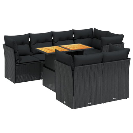 sofasæt til haven 8 dele med hynder polyrattan sort