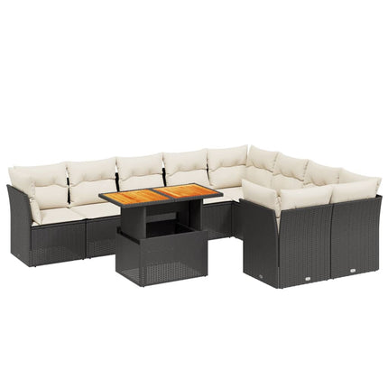 sofasæt til haven 10 dele med hynder polyrattan sort