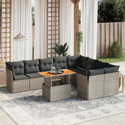 sofasæt til haven 10 dele med hynder polyrattan grå