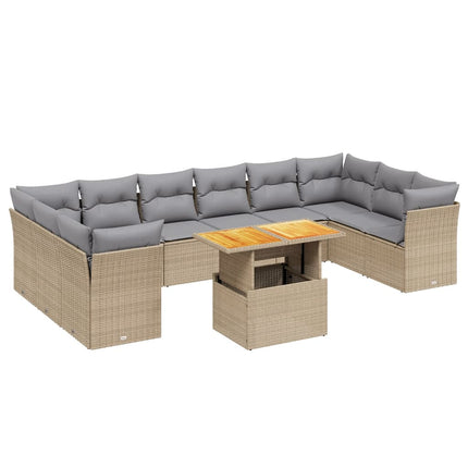 sofasæt til haven 11 dele med hynder polyrattan beige