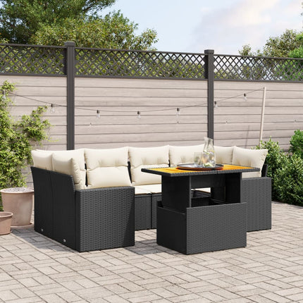 sofasæt til haven 7 dele med hynder polyrattan sort