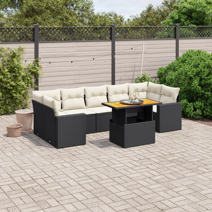sofasæt til haven 8 dele med hynder polyrattan sort