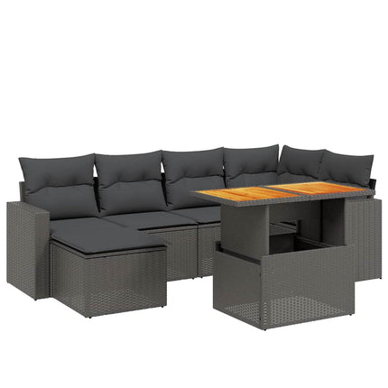 sofasæt til haven 7 dele med hynder polyrattan sort