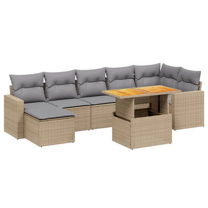 sofasæt til haven 8 dele med hynder polyrattan beige