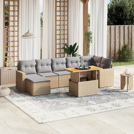 sofasæt til haven 8 dele med hynder polyrattan beige
