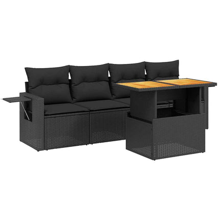 sofasæt til haven 5 dele med hynder polyrattan sort