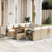sofasæt til haven 9 dele med hynder polyrattan beige