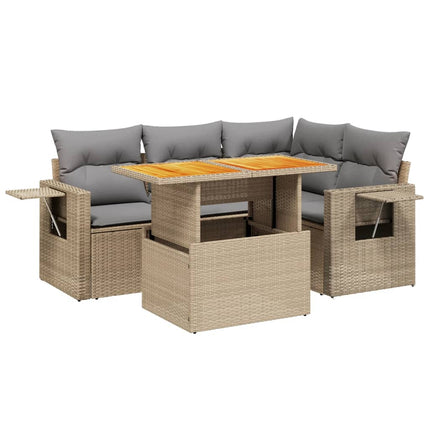sofasæt til haven 5 dele med hynder polyrattan beige