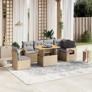 sofasæt til haven 7 dele med hynder polyrattan beige
