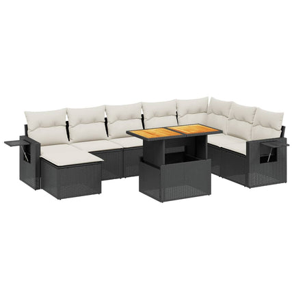 sofasæt til haven 9 dele med hynder polyrattan sort