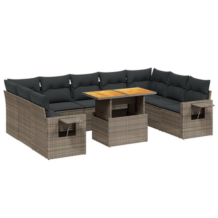 sofasæt til haven 10 dele med hynder polyrattan grå