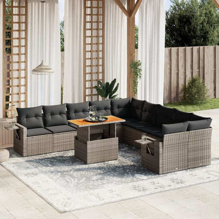 loungesæt til haven 11 dele med hynder polyrattan grå