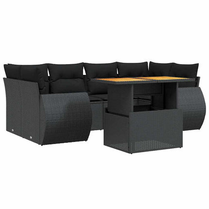 sofasæt til haven 7 dele med hynder polyrattan sort