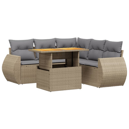 sofasæt til haven 6 dele med hynder polyrattan beige