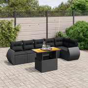 sofasæt til haven 7 dele med hynder polyrattan sort