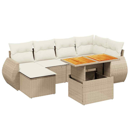 sofasæt til haven 7 dele med hynder polyrattan beige