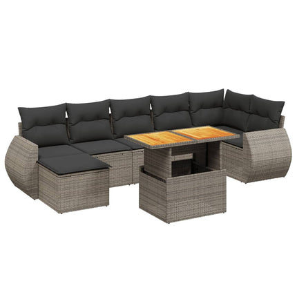 sofasæt til haven 8 dele med hynder polyrattan grå