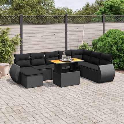 sofasæt til haven 9 dele med hynder polyrattan sort