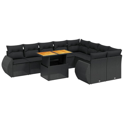 sofasæt til haven 10 dele med hynder polyrattan sort