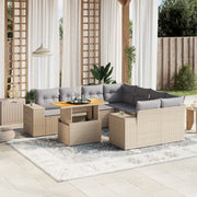 sofasæt til haven 9 dele med hynder polyrattan beige