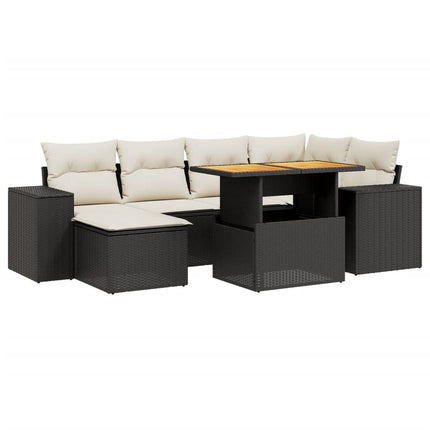sofasæt til haven 7 dele med hynder polyrattan sort