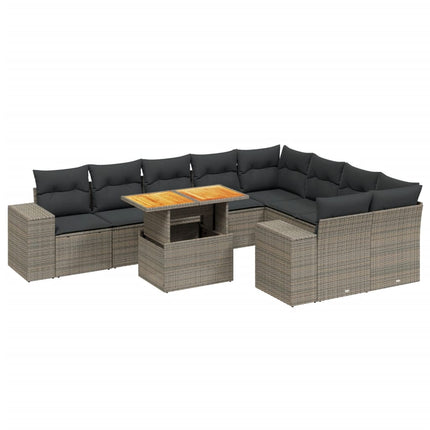 sofasæt til haven 10 dele med hynder polyrattan grå