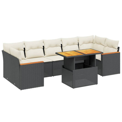 sofasæt til haven 8 dele med hynder polyrattan sort
