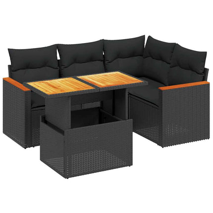 sofasæt til haven 5 dele med hynder polyrattan sort