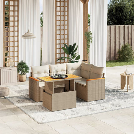 sofasæt til haven 5 dele med hynder polyrattan beige