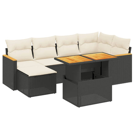 sofasæt til haven 7 dele med hynder polyrattan sort
