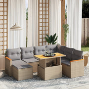 sofasæt til haven 8 dele med hynder polyrattan beige