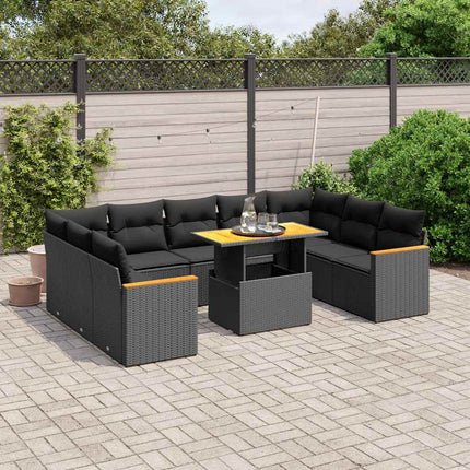 sofasæt til haven 10 dele med hynder polyrattan sort