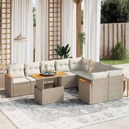 sofasæt til haven 10 dele med hynder polyrattan beige