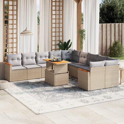 sofasæt til haven 11 dele med hynder polyrattan beige