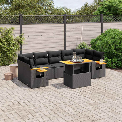 sofasæt til haven 8 dele med hynder polyrattan sort