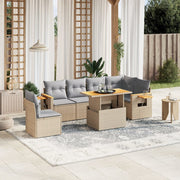 sofasæt til haven 7 dele med hynder polyrattan beige