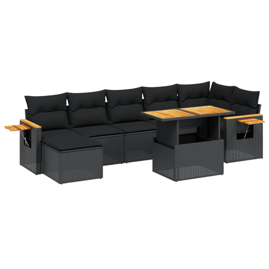 sofasæt til haven 8 dele med hynder polyrattan sort