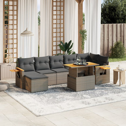 sofasæt til haven 8 dele med hynder polyrattan grå