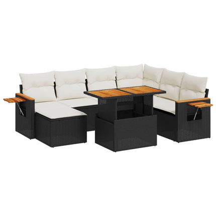 sofasæt til haven 8 dele med hynder polyrattan sort
