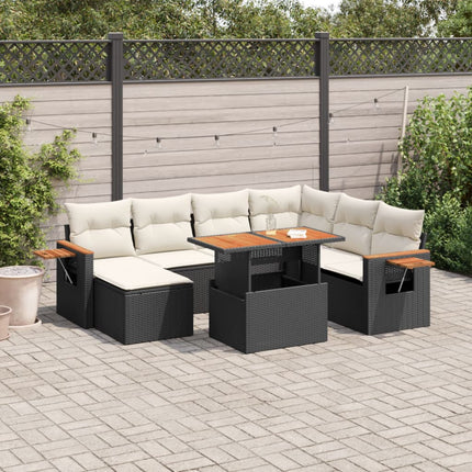 sofasæt til haven 8 dele med hynder polyrattan sort