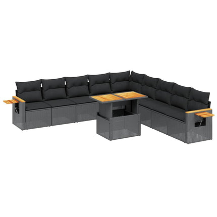 sofasæt til haven 11 dele med hynder polyrattan sort