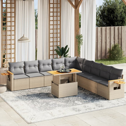 sofasæt til haven 11 dele med hynder polyrattan beige