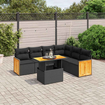 sofasæt til haven 7 dele med hynder polyrattan sort