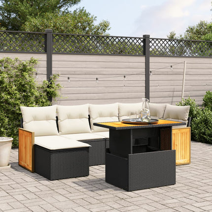 sofasæt til haven 7 dele med hynder polyrattan sort