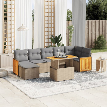 sofasæt til haven 8 dele med hynder polyrattan beige