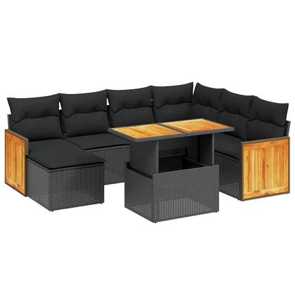 sofasæt til haven 8 dele med hynder polyrattan sort