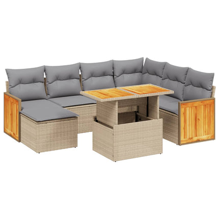 sofasæt til haven 8 dele med hynder polyrattan beige