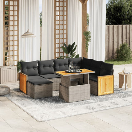 sofasæt til haven 8 dele med hynder polyrattan grå