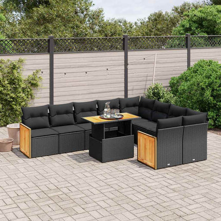 sofasæt til haven 10 dele med hynder polyrattan sort