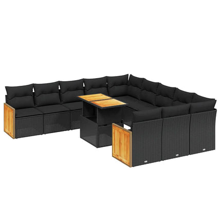 sofasæt til haven 11 dele med hynder polyrattan sort